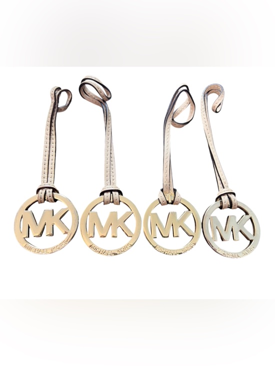 Michael Kors Accessories - Michael Kors - Gold MK Logo Bag Charms with Beige Leather Straps, Purchase for 1